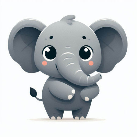 Cute cartoon elephant isolated on a white background. Vector illustration.のイラスト素材