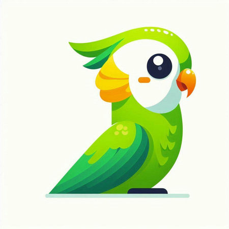 Cute parrot on white background. Vector illustration in cartoon style.のイラスト素材