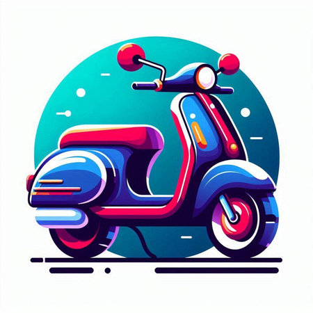 Vintage scooter vector illustration. Retro motorbike icon. Retro scooterのイラスト素材