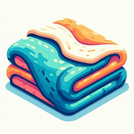 Vector illustration of a stack of colorful towels on a white background.のイラスト素材