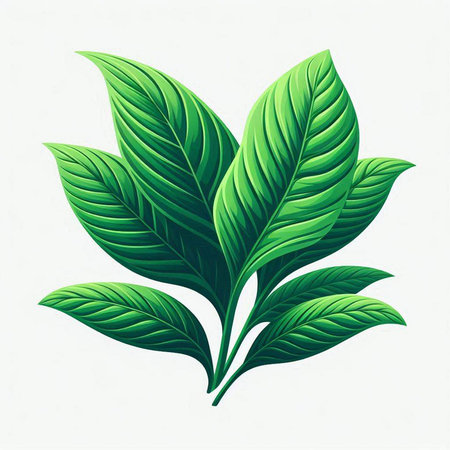 Green leaf on white background. Vector illustration. Eps 10. Isolated.のイラスト素材