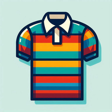 striped polo shirt design over blue background, colorful vector illustrationのイラスト素材