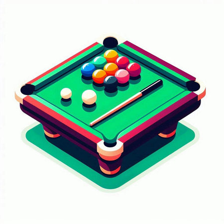 Isometric billiard table isolated on white background. Vector illustration.のイラスト素材