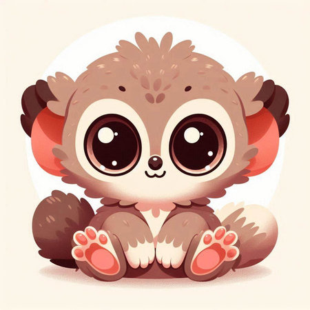 Cute cartoon baby owl sitting on the floor. Vector illustration.のイラスト素材