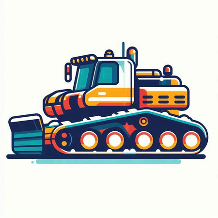 Bulldozer isolated on white background. Vector illustration for your designのイラスト素材
