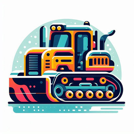 Bulldozer. Heavy construction equipment. Vector illustration in flat styleのイラスト素材