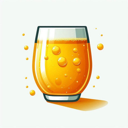 Glass of beer with bubbles on a white background. Vector illustration.のイラスト素材