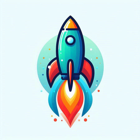 Space rocket icon. Vector flat illustration. Design for banner, poster or print.のイラスト素材