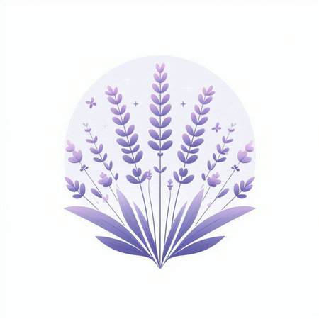 Lavender flower vector illustration. Hand drawn lavender flowers isolated on white background.のイラスト素材