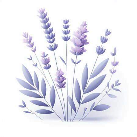 Lavender flowers bouquet on white background. Vector illustration.のイラスト素材