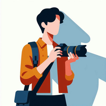 Photographer with a camera. Vector illustration in a flat style.のイラスト素材