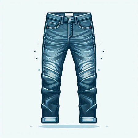 Vector illustration of a blue jeans on a light background. Cartoon style.のイラスト素材