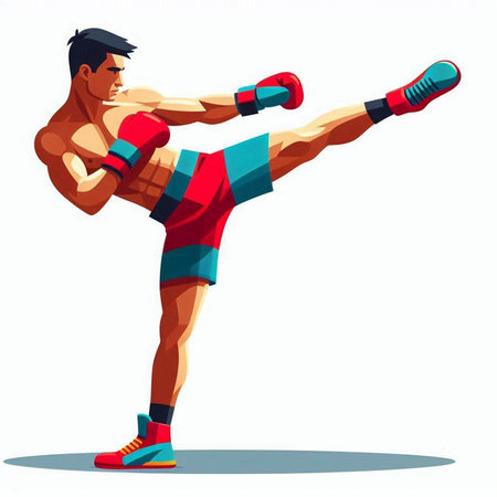 Boxer in action. Retro style. Vector illustration. Sport.のイラスト素材