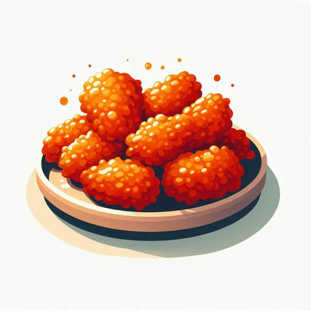 Illustration of a plate of red caviar on a white backgroundのイラスト素材