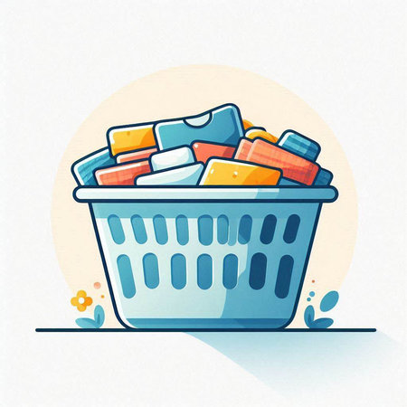 Laundry room with shelves full of cleaning products. Vector illustrationのイラスト素材