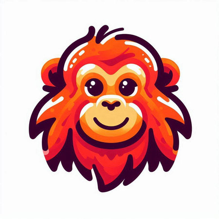 Orangutan vector illustration isolated on white background. Emoji face.のイラスト素材