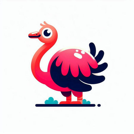 Funny ostrich isolated on a white background. Vector illustration.のイラスト素材