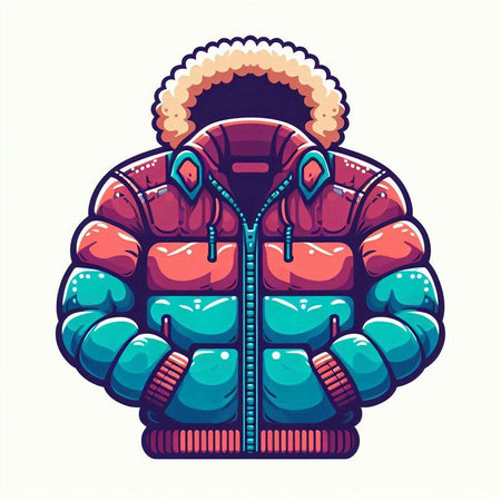 Winter jacket. Vector illustration. Isolated on a white background.のイラスト素材