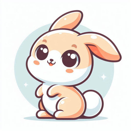 Cute cartoon rabbit. Vector illustration isolated on a white background.のイラスト素材