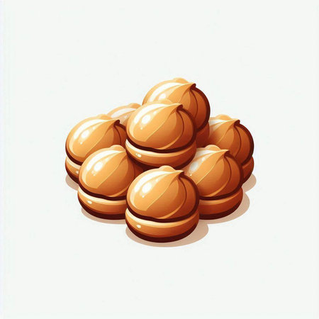 Macadamia nuts on a white background. Vector illustration of nuts.のイラスト素材