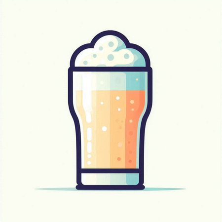 Glass of beer with foam on a white background. Vector illustration.のイラスト素材