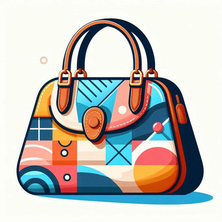 Vector illustration of stylish handbag in retro 80s-90s styleのイラスト素材
