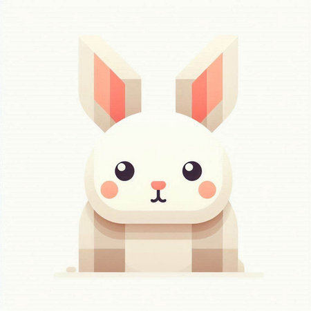 Cute cartoon rabbit on white background. Vector illustration in flat style.のイラスト素材