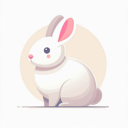 Cute rabbit on white background. Vector illustration in flat style.のイラスト素材
