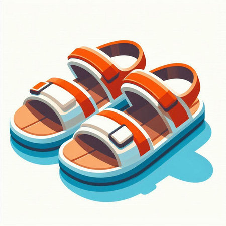 Isometric sandals on a white background. 3D illustration.のイラスト素材