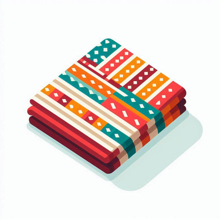 Colorful striped blanket isolated on a white background. Vector illustration.のイラスト素材