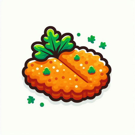Illustration of a carrot cake with parsley on a white backgroundのイラスト素材