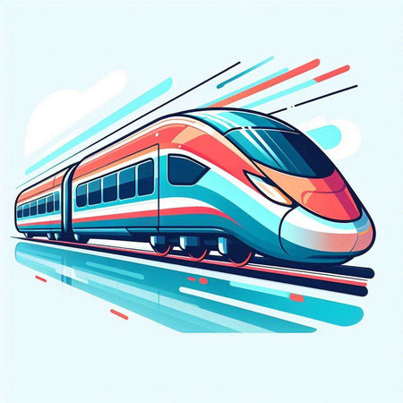 Modern high-speed train. Vector illustration on a blue background.のイラスト素材