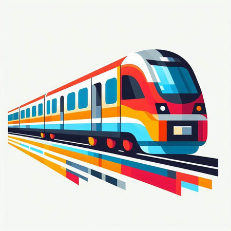 Modern high-speed train on a white background. Vector illustration.のイラスト素材