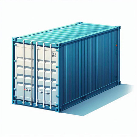 Cargo shipping container isolated on white background. 3D rendering.のイラスト素材