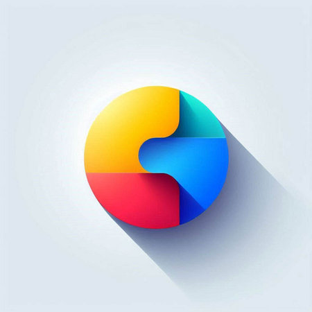 abstract colorful 3d pie chart icon with shadow on white backgroundのイラスト素材
