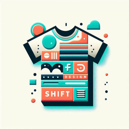 Colorful t-shirt design in retro style. Vector illustration.のイラスト素材