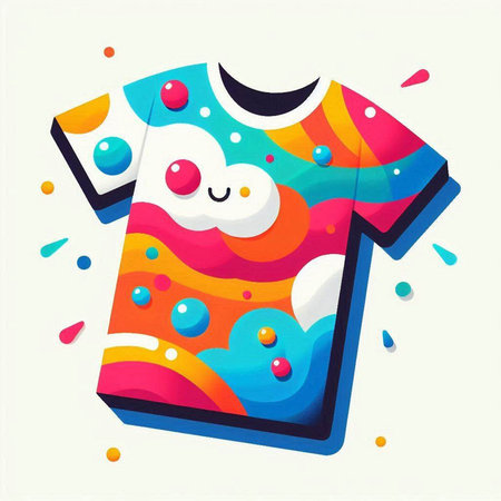 Colorful t-shirt with colorful pattern. Vector Illustration.のイラスト素材