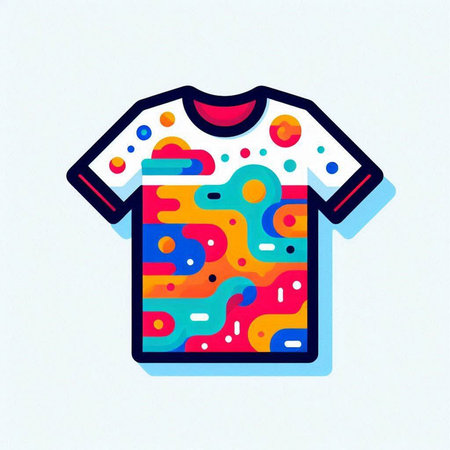 Illustration of a t-shirt with a colorful pattern on itのイラスト素材