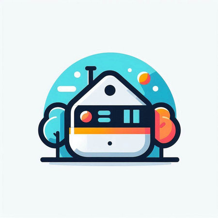 Train station icon. Vector illustration in flat style. Isolated on white background.のイラスト素材
