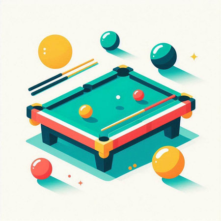 Billiard table and balls. Vector illustration in isometric style.のイラスト素材
