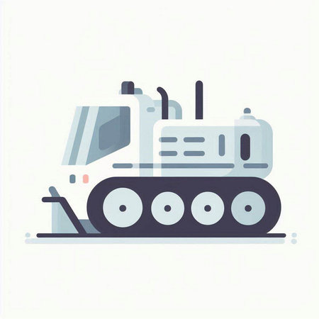 Bulldozer icon. Vector illustration in flat style. Construction equipment.のイラスト素材
