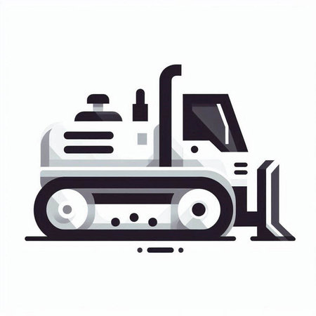 Bulldozer icon. Heavy duty construction equipment. Vector illustration.のイラスト素材