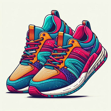 Sneakers vector illustration. Sneakers with shoelace.のイラスト素材