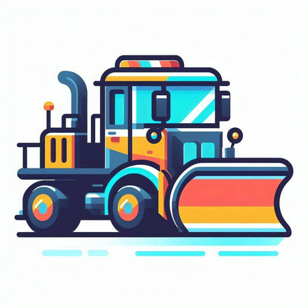 Vector illustration of a bulldozer on a white background. Vector illustration.のイラスト素材