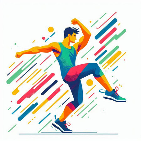 Running man, vector illustration. Sport and healthy lifestyle. Athlete running.のイラスト素材