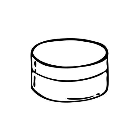 Doodle image of cosmetic cream jar. Hand-drawn illustration. Vector image for various designs.のイラスト素材