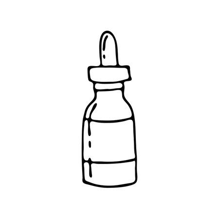Doodle image of a cosmetic bottle. Hand-drawn illustration. Vector image for various designs.のイラスト素材