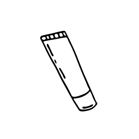 Doodle image of cosmetic cream jar. Hand-drawn illustration. Vector image for various designs.のイラスト素材