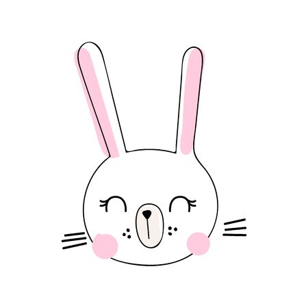 Set of cartoon cute animal faces on white background. Nursery animal faces. Vector illustrationsのイラスト素材