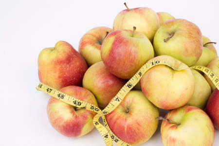 Red apples on a white backgroundの写真素材